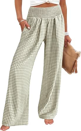 Striped Gingham Palazzo Pants for Lounging in Style cover photo collage