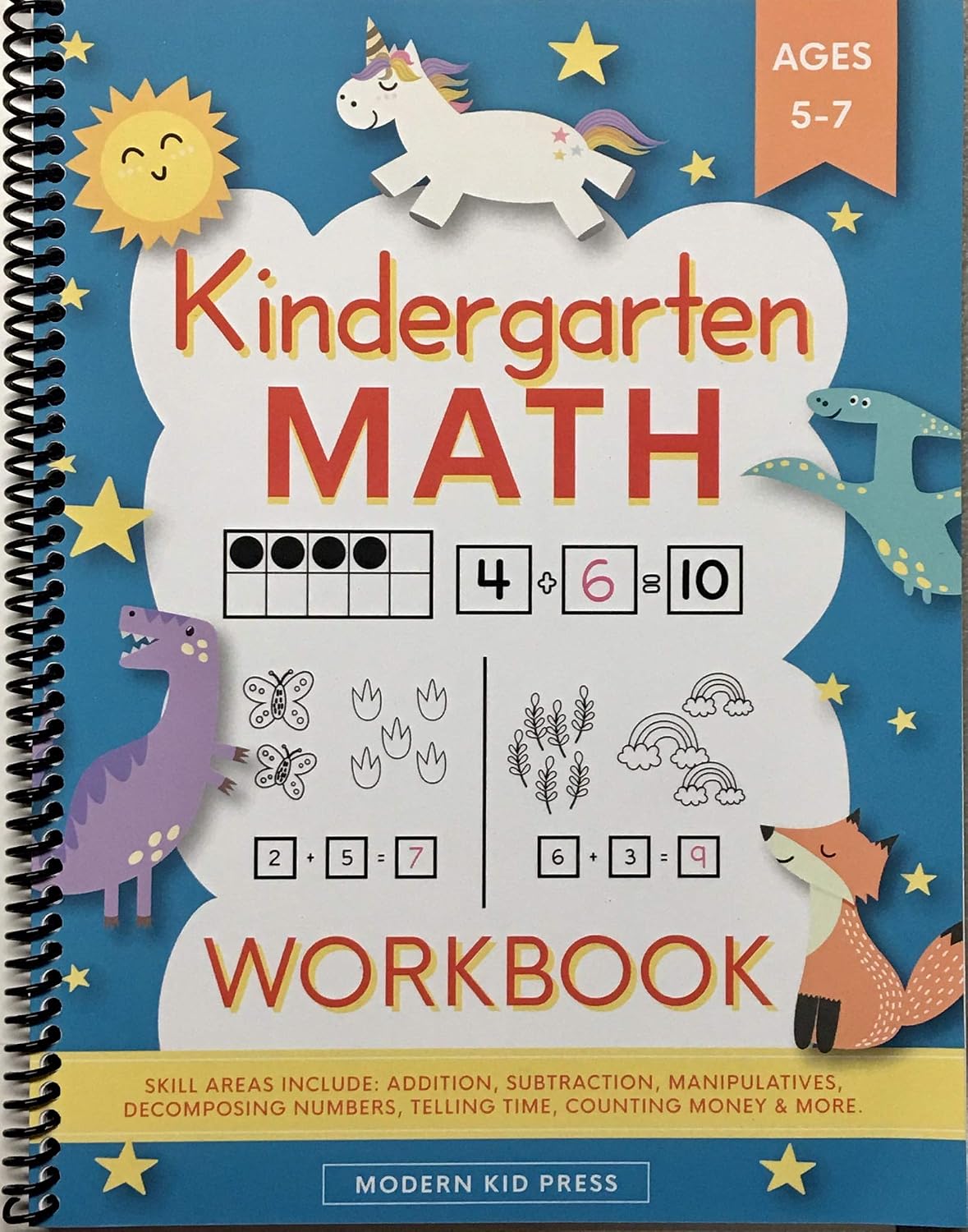 Free PDF - Kindergarten Math Workbook: Kindergarten and 1st Grade Workbook Age 5-7 | Homeschool Kindergarteners | Addition and Subtraction Activities + Worksheets for kids cover photo collage