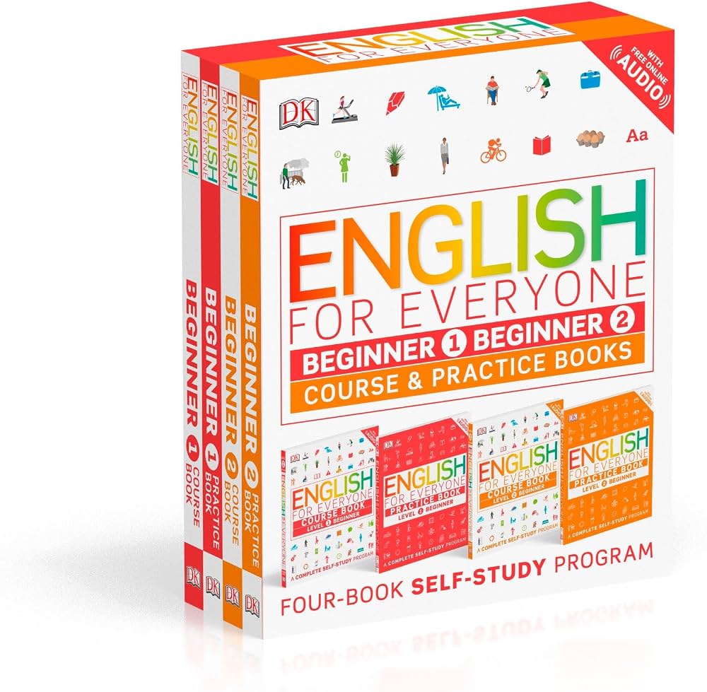 Download - English for Everyone: Beginner Box Set - Level 1 & 2: ESL for Adults, an Interactive Course to Learning English companions for adult learners cover photo collage