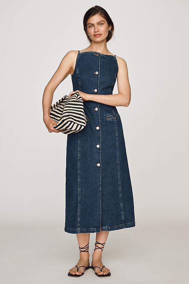 ALIGNE Santiago Denim Button-Front Midi Dress