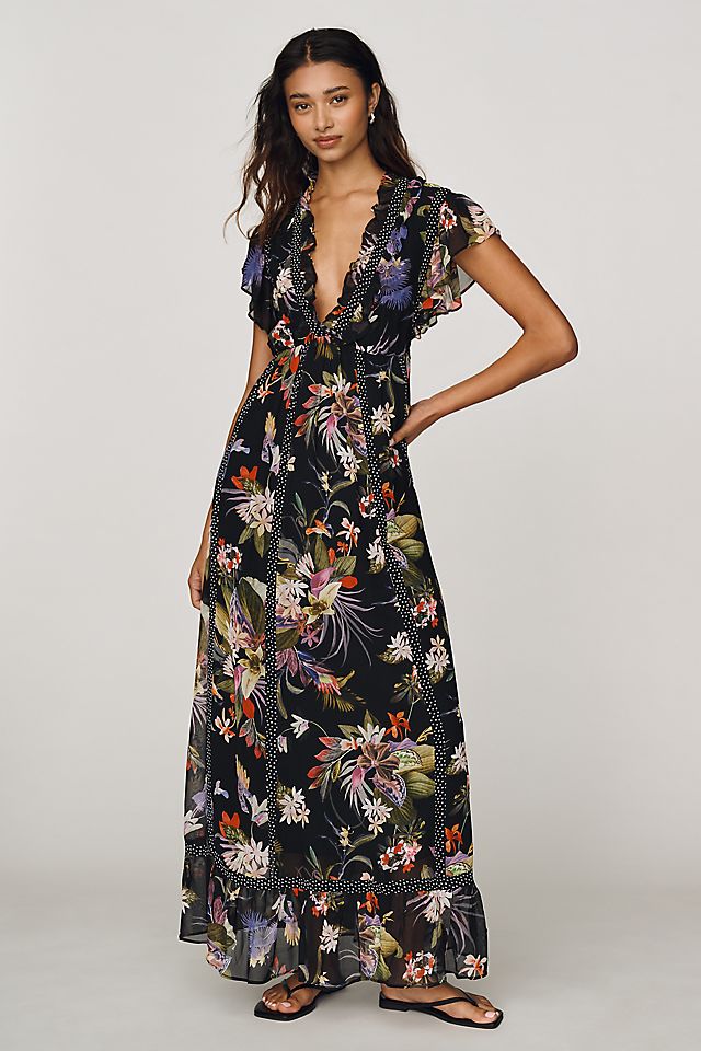 Maeve Short-Sleeve V-Neck Midi Dress