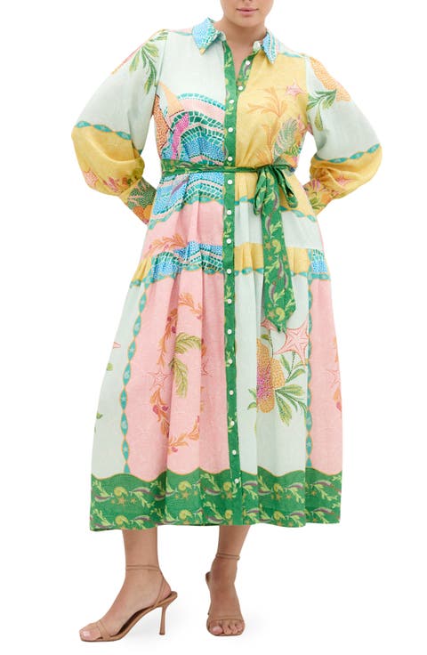 City Chic Ezra Mixed Print Maxi Shirtdress