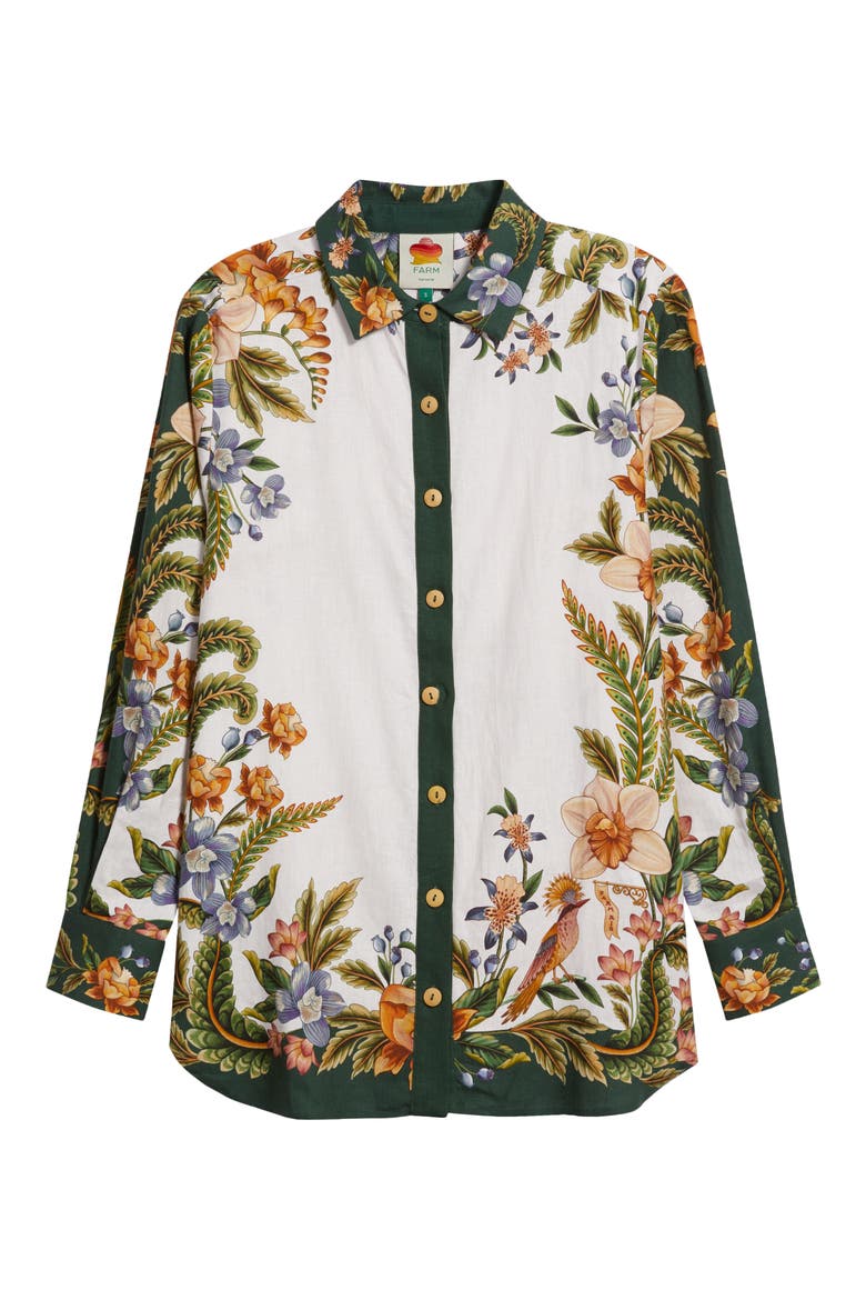 Universal Standard Sandy Print Linen Blend Button-Up Shirt