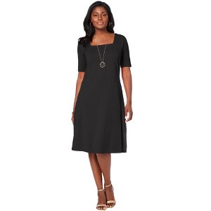 Jessica London Stretch Cotton Square Neck Midi Dress