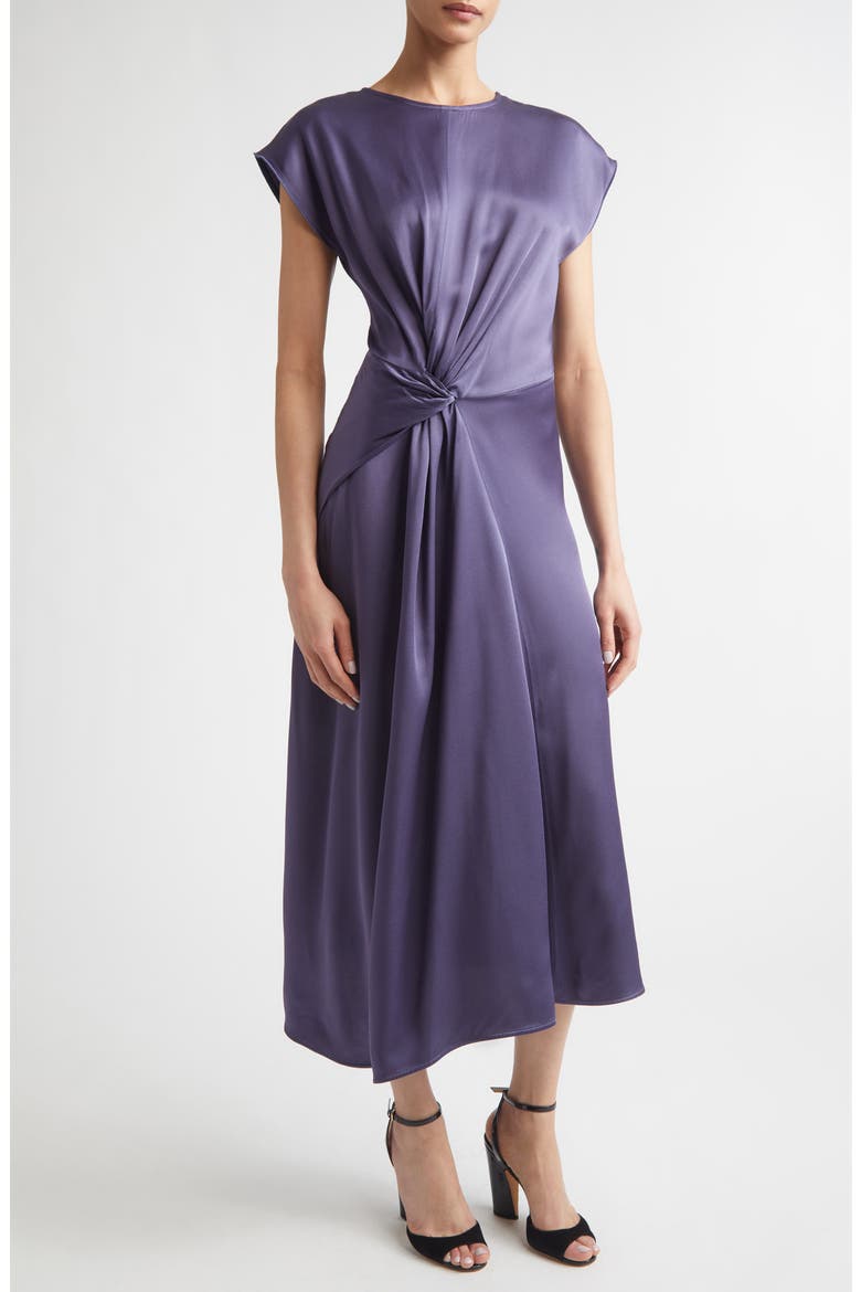 Victoria Beckham Aria Twist Waist Asymmetric Midi Dress