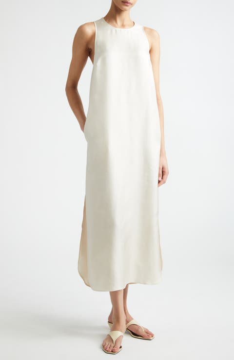 LOULOU DE SAISON Paloma Twist Detail Silk Twill Dress