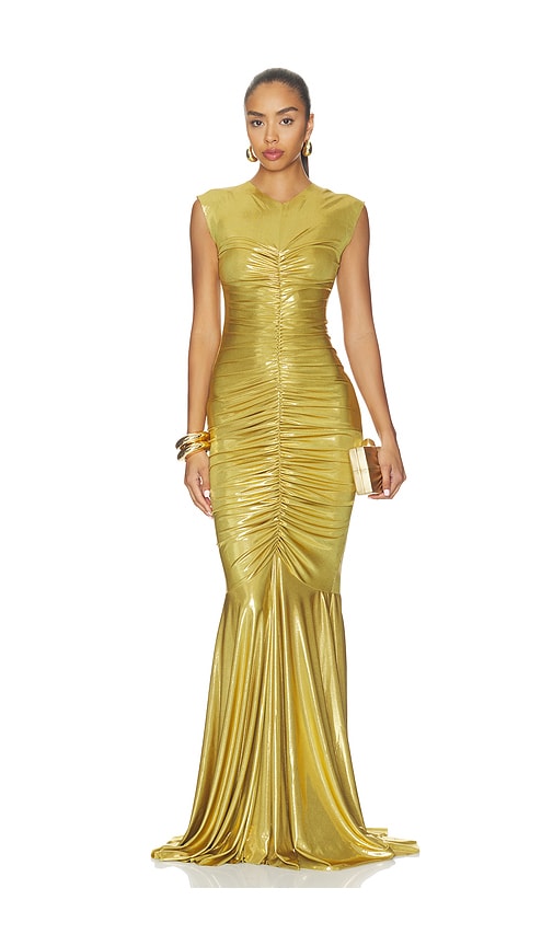 Norma Kamali Sleeveless V Neck Fishtail Gown