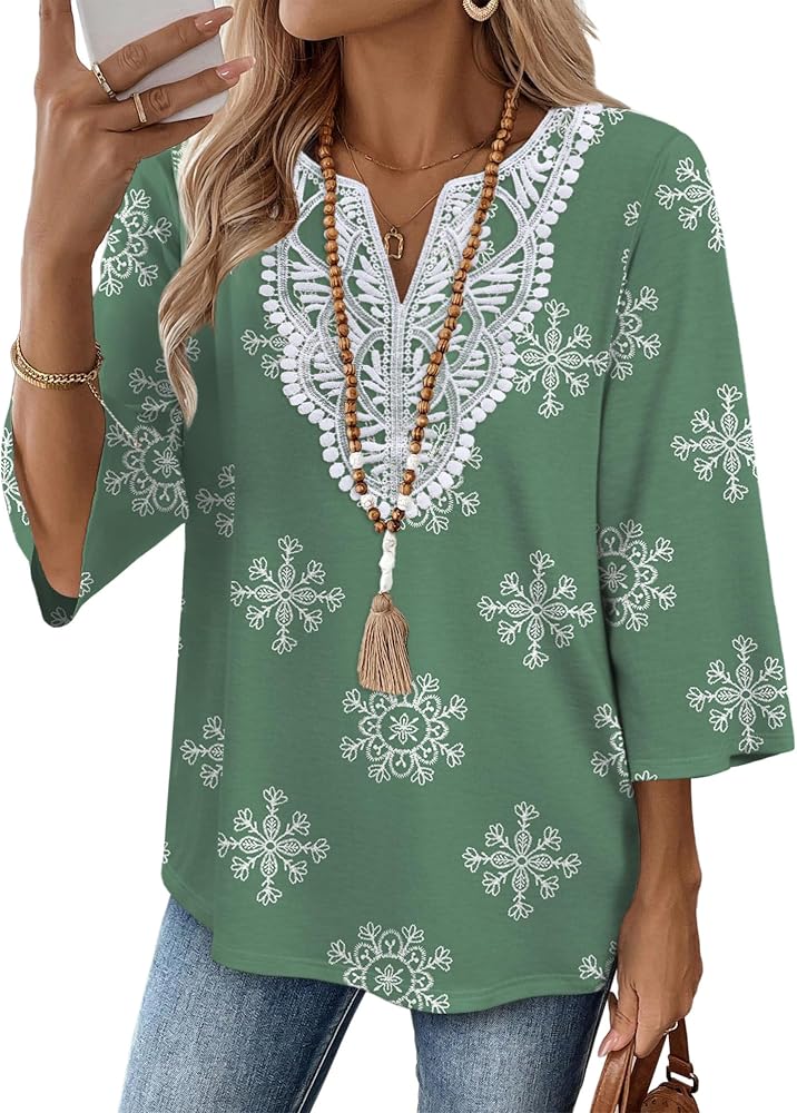 Boho Three-Quarter Sleeve Tops That Still Work in the Office cover photo collage