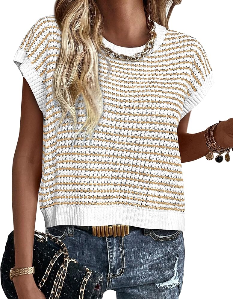 Striped Sweater Vest Outfits That Are Casual and Totally Charming cover photo collage