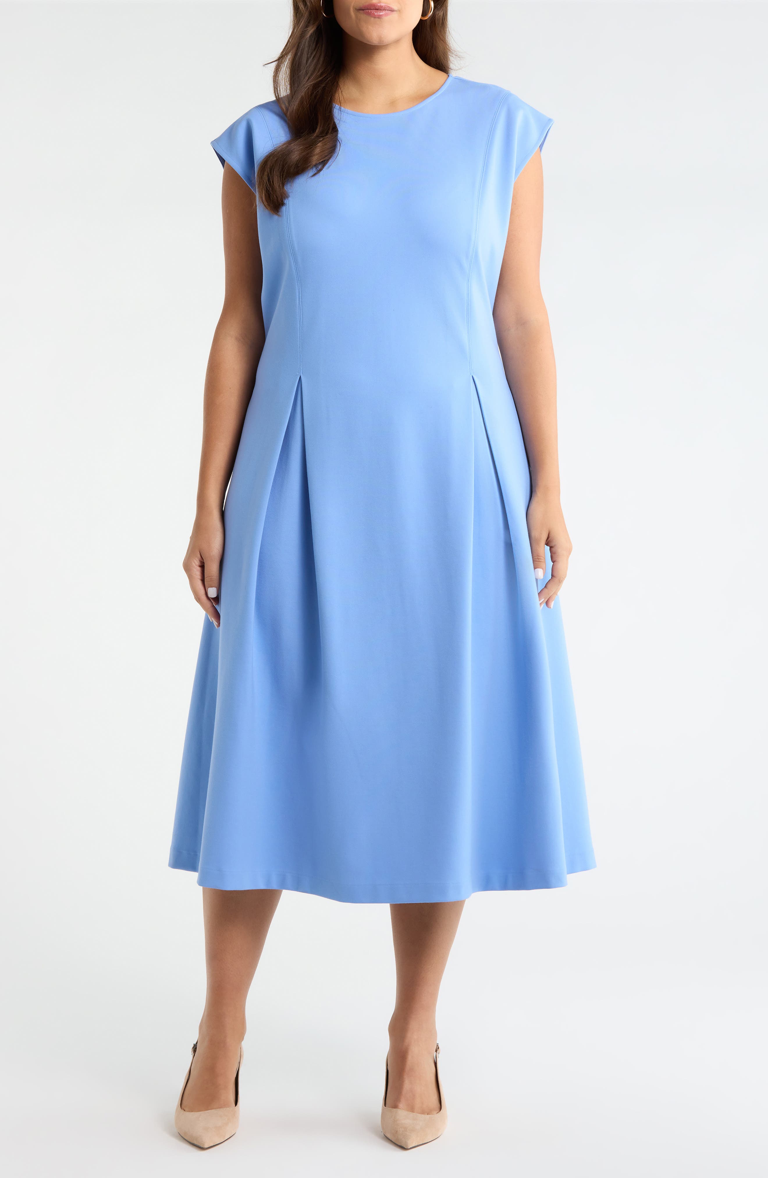 Nordstrom Dart Detail Ponte Midi Dress