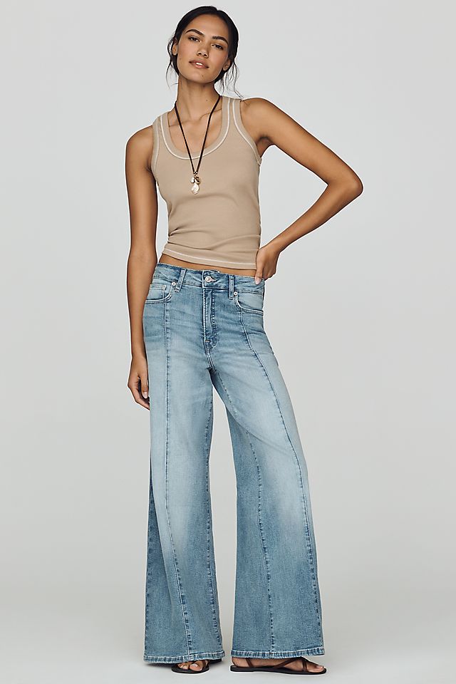 Good American Good Waist High Rise Palazzo Wide-Leg Jeans