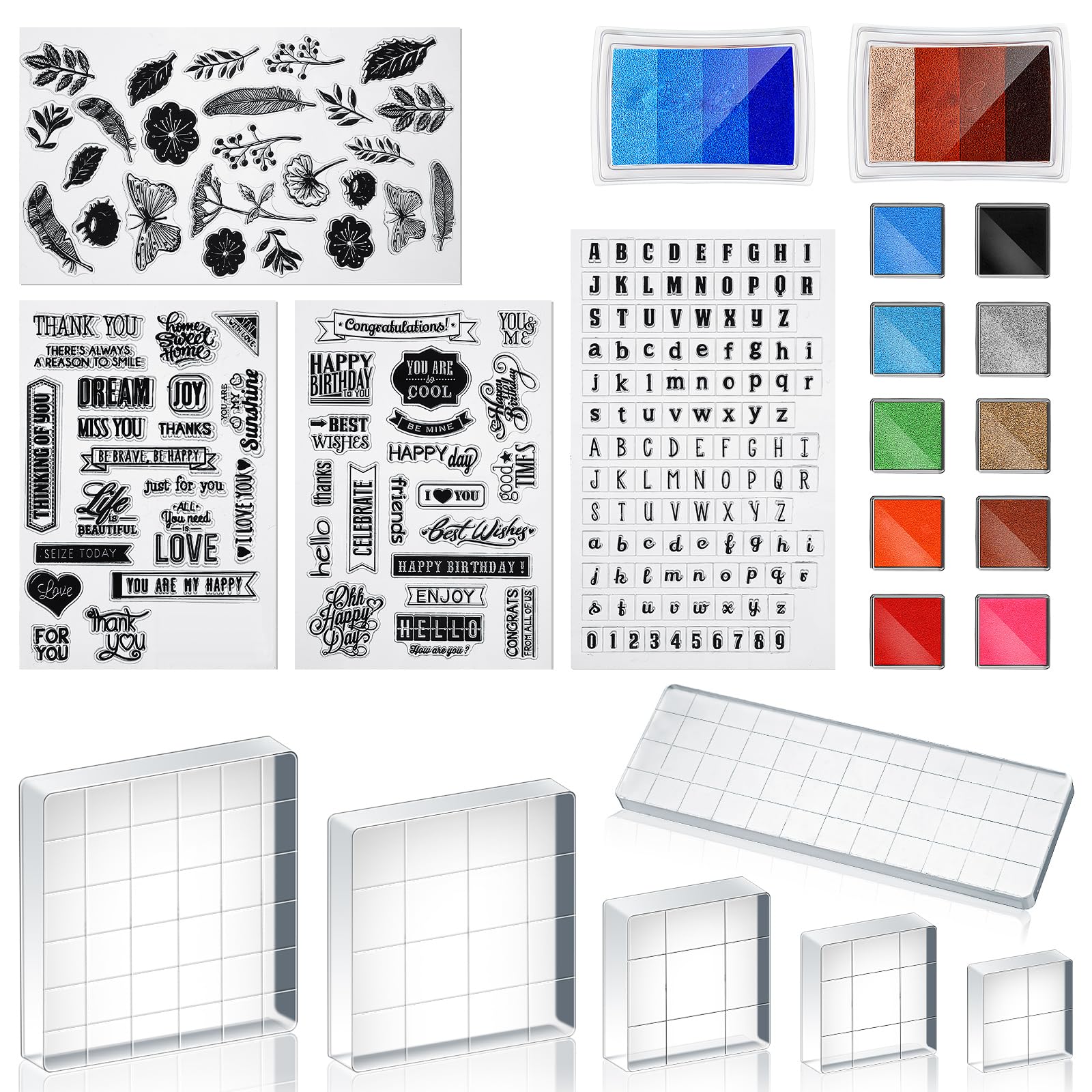 Read Now - Rubber Stamp Letters Numbers and Alphabets, 36 Pcs Small Wooden Rubber Stamps for Card Making, DIY Craft, Scrapbooking Supplie, etc. set cover photo collage
