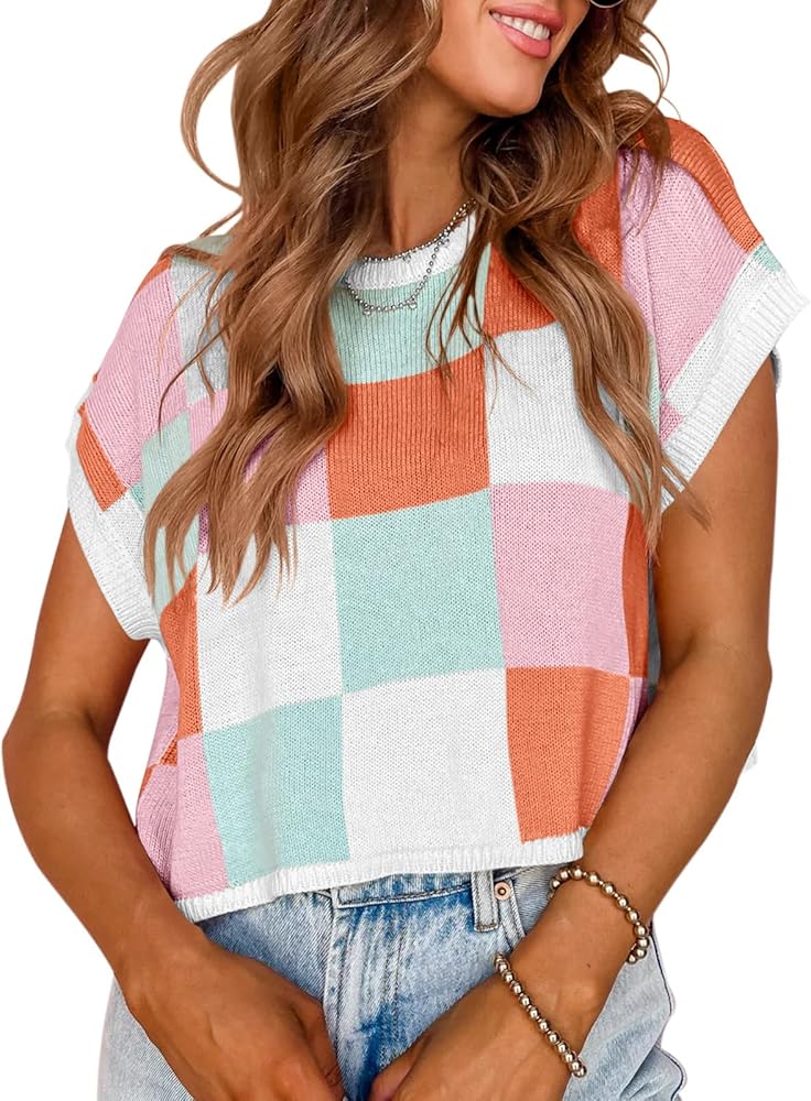 Color Block Cap Sleeve Crop Sweaters That Are Fun and Flattering cover photo collage
