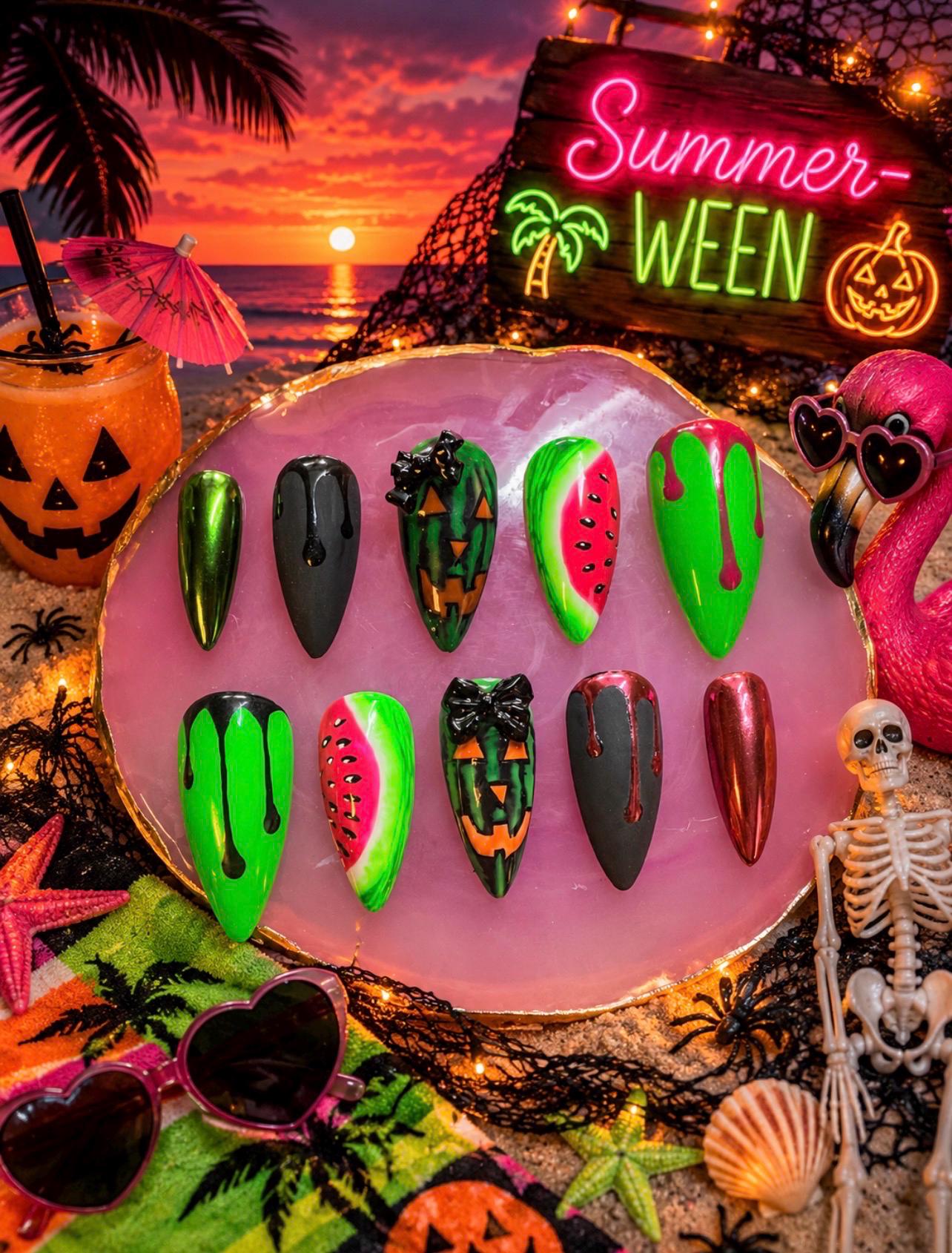 Summerween Nails That Mix Sunshine With Spooky cover photo collage