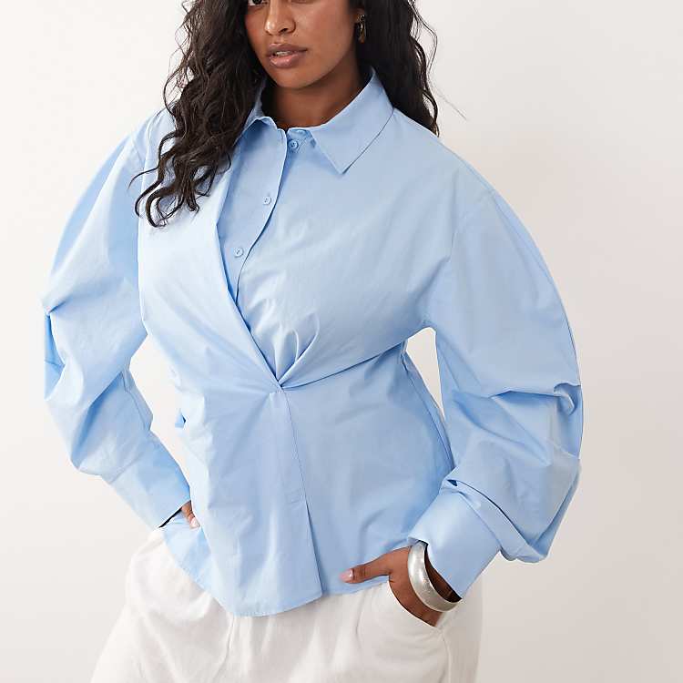 ASOS DESIGN Curve Cinched Wrap Cocoon Sleeve Shirt