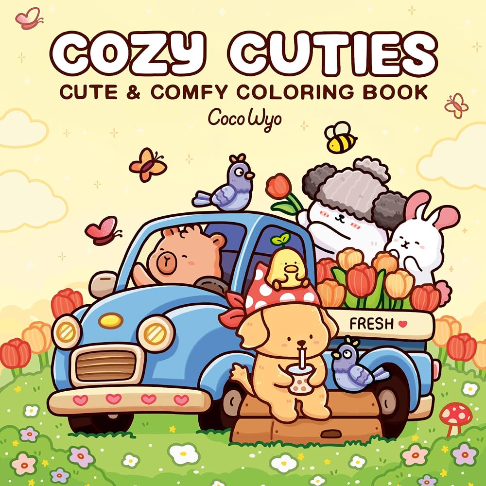 Cute & Cozy Coloring Books You'll Love cover photo collage