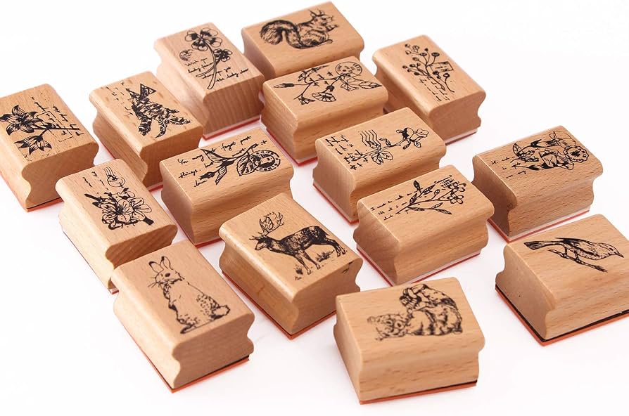 Download - Artistic 9Pcs Vintage Wood Rubber Stamp Butterfly Bird Ladybird and Plant Retro Decorative Mounted Wooden Rubber Stamp Set for DIY Art and Craft Journals Scrapbooking cover photo collage