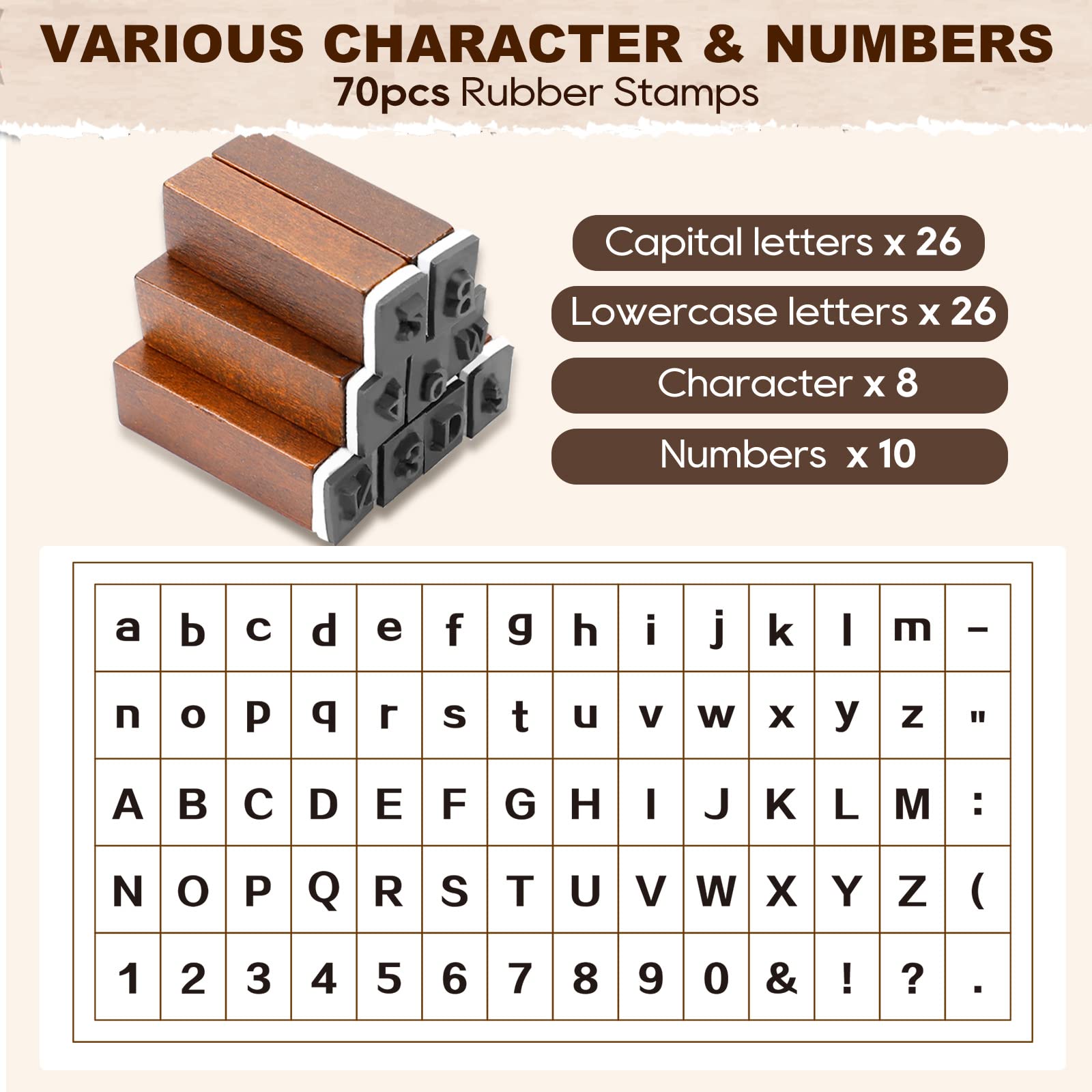 PDF Free - Creative set: 70Pcs Wooden Rubber Alphabet Letter Number Stamps, Rectangular, Capital & Lower Case, DIY Craft Card Making, Scrapbooking Supplies (Dark Wooden) set cover photo collage
