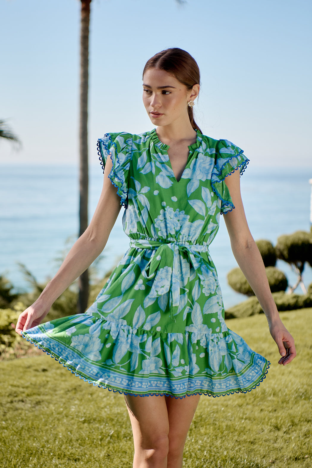 SUGARLIPS Verbena Floral Eriny Ruffle Minidress