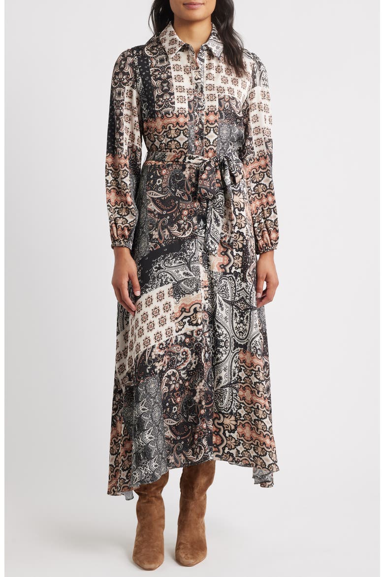 BUXOM COUTURE Mixed Print Shirtdress