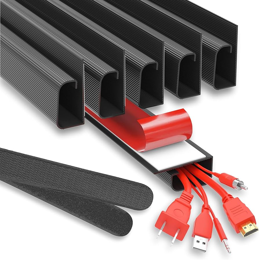 How to Stop Cable Clutter Under a Standing Desk (15 Desk Organization Upgrades) cover photo collage