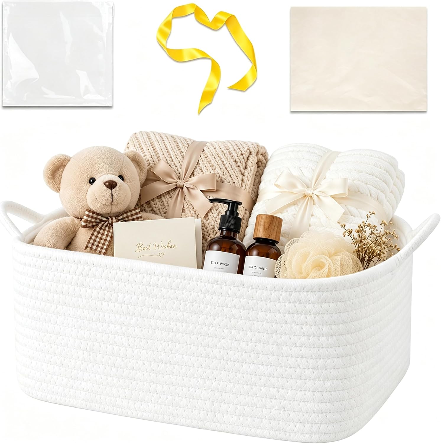 Colored Themed Gift Basket | White cover photo collage