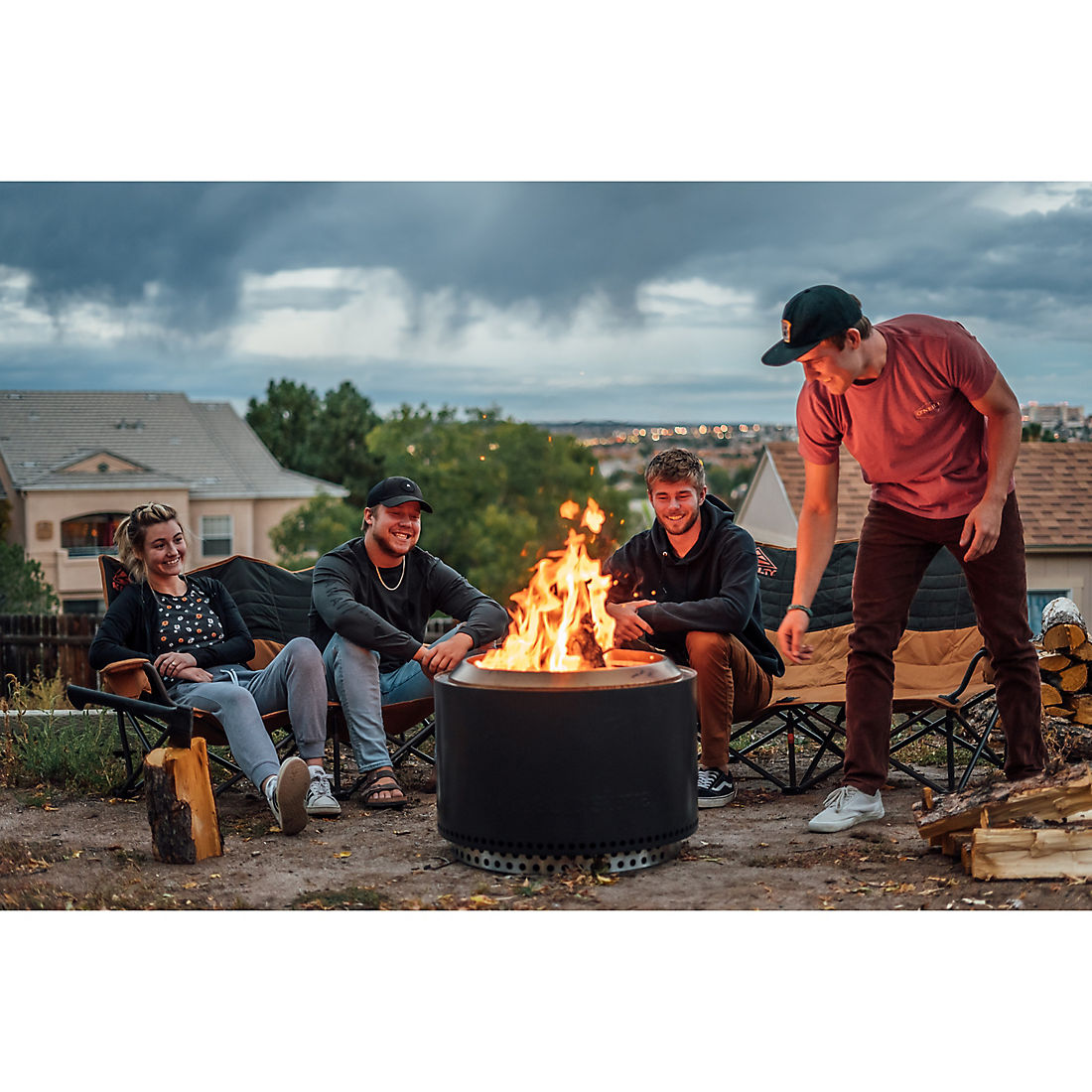 Smokeless Fire Pits, Patio Heaters & Cozy Outdoor Night Favorites cover photo collage
