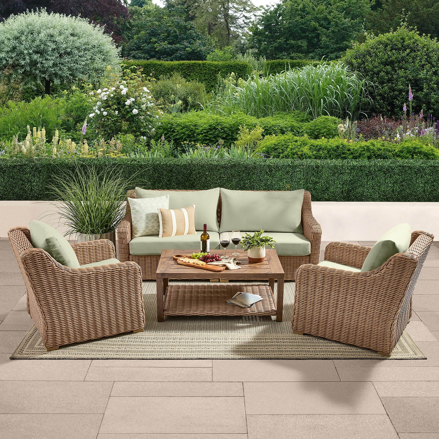 Patio Furniture, Outdoor Rugs & String Lights cover photo collage