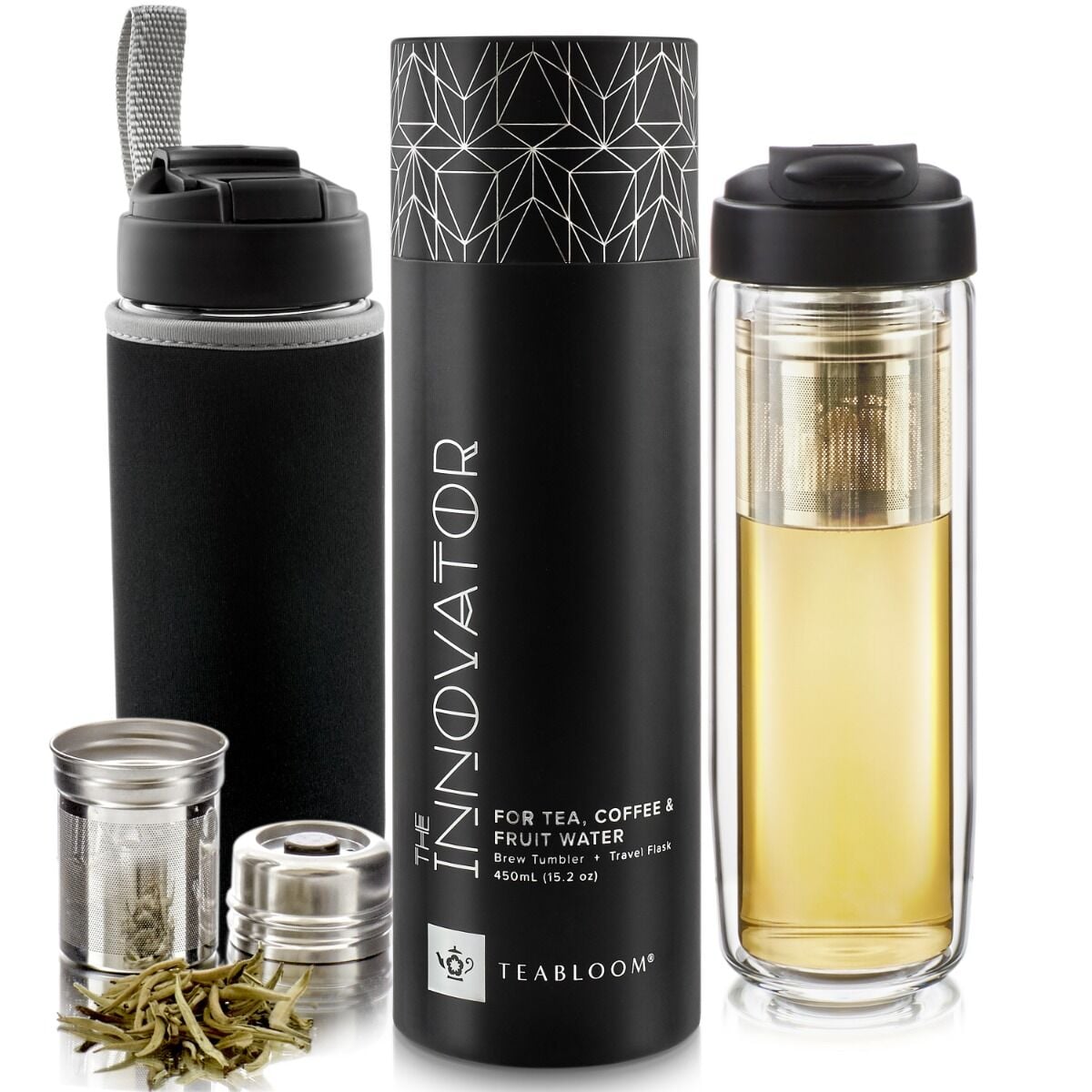 Premium Travel Coffee & Drinkware Kit: Tumblers, Portable Espresso, Bottles & Tea Infusers cover photo collage