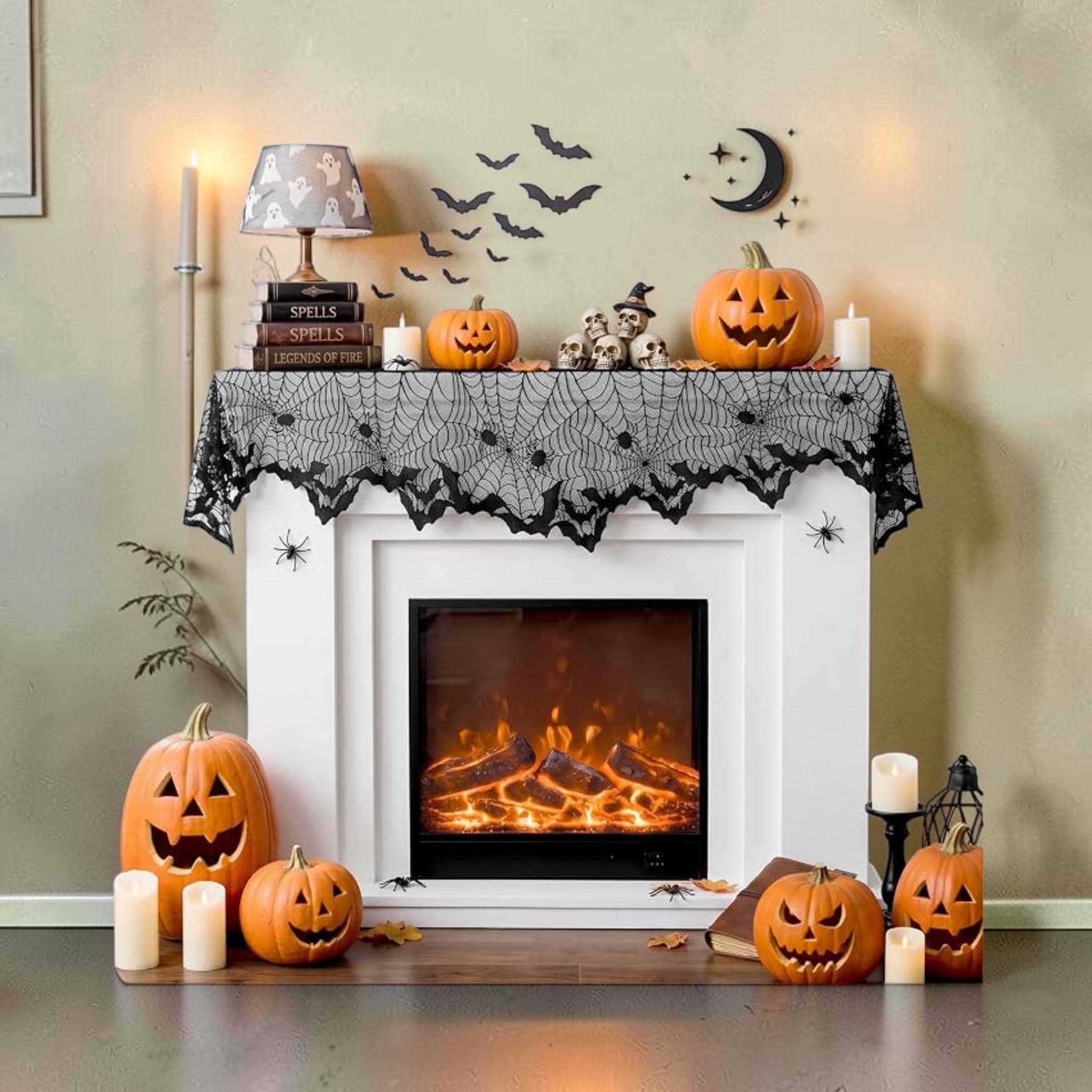 I Turned My Boring Fireplace Into the Spookiest Spot With These Finds cover photo collage