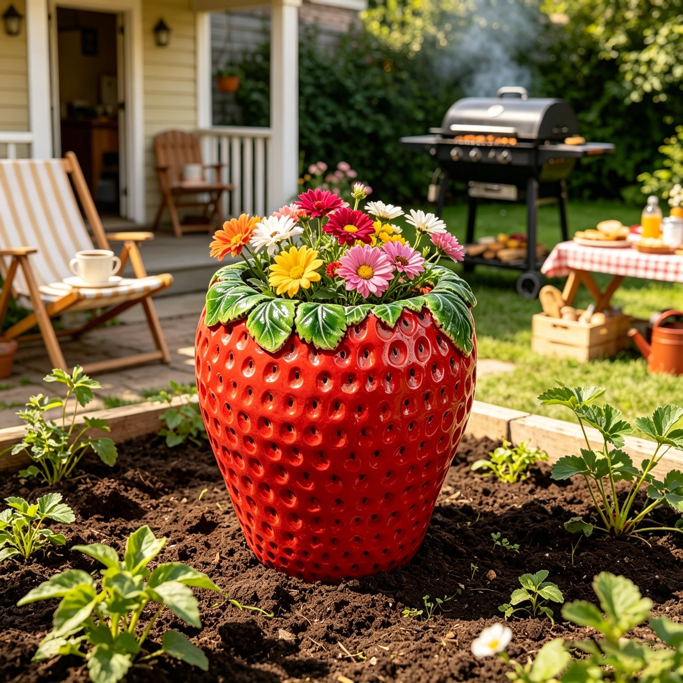 Strawberry Planters My Daughter Waters Every Morning Before Breakfast cover photo collage