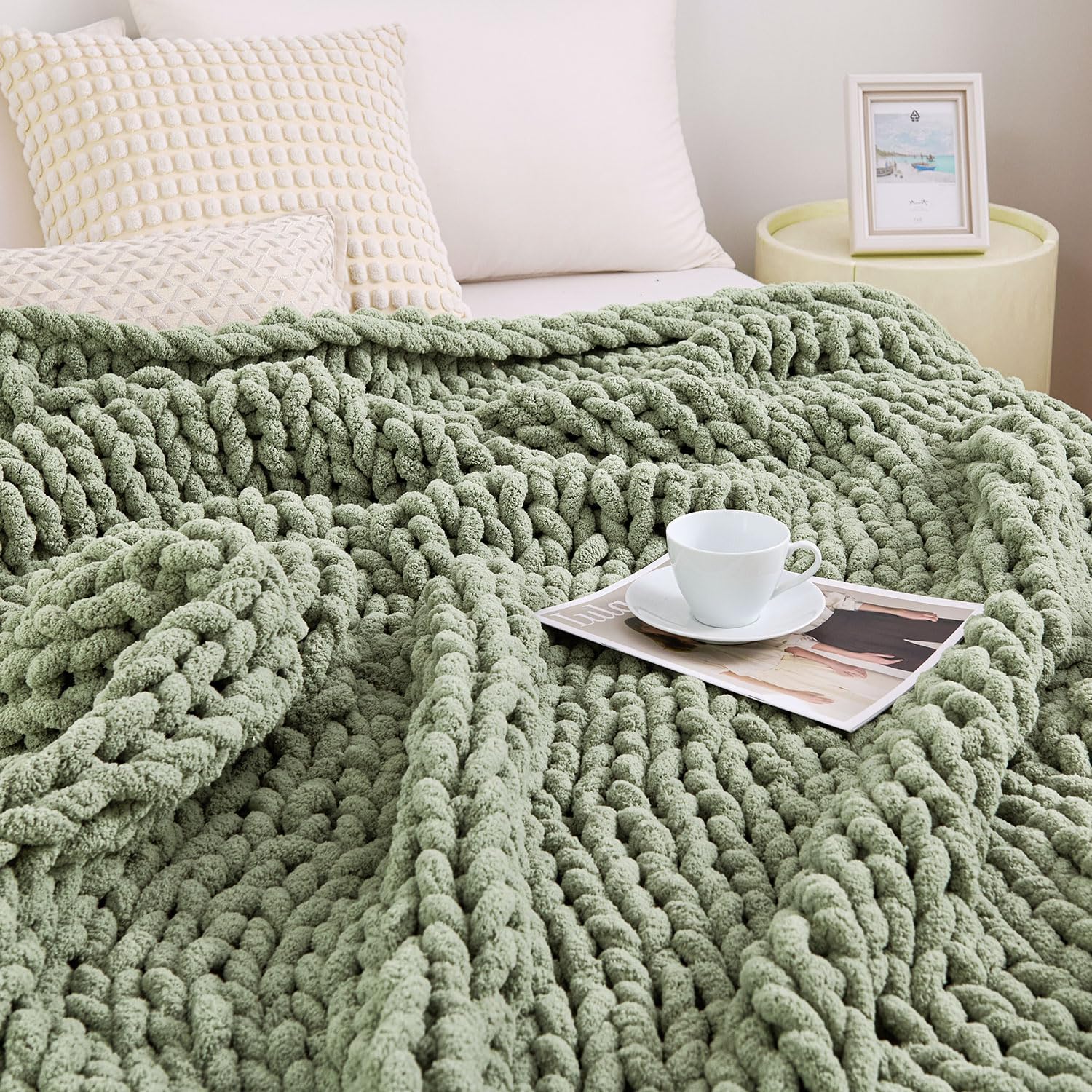 Cozy Sage Green Bedroom Ideas: Eucalyptus, Pillow & Bedding for a Calm Girl Room cover photo collage