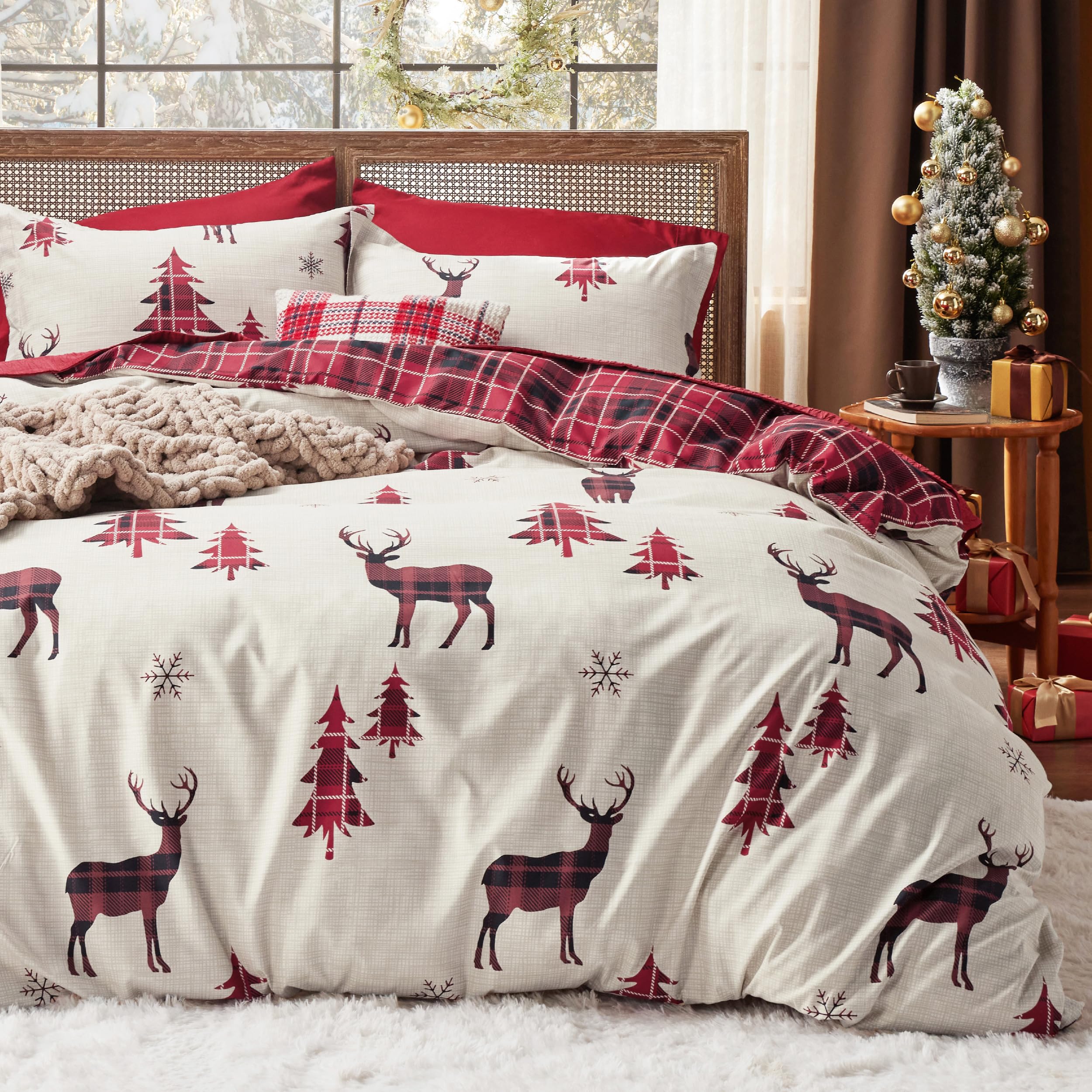 Cozy Christmas Bedroom Flannel Sheets & Fairy Lights 2026 cover photo collage