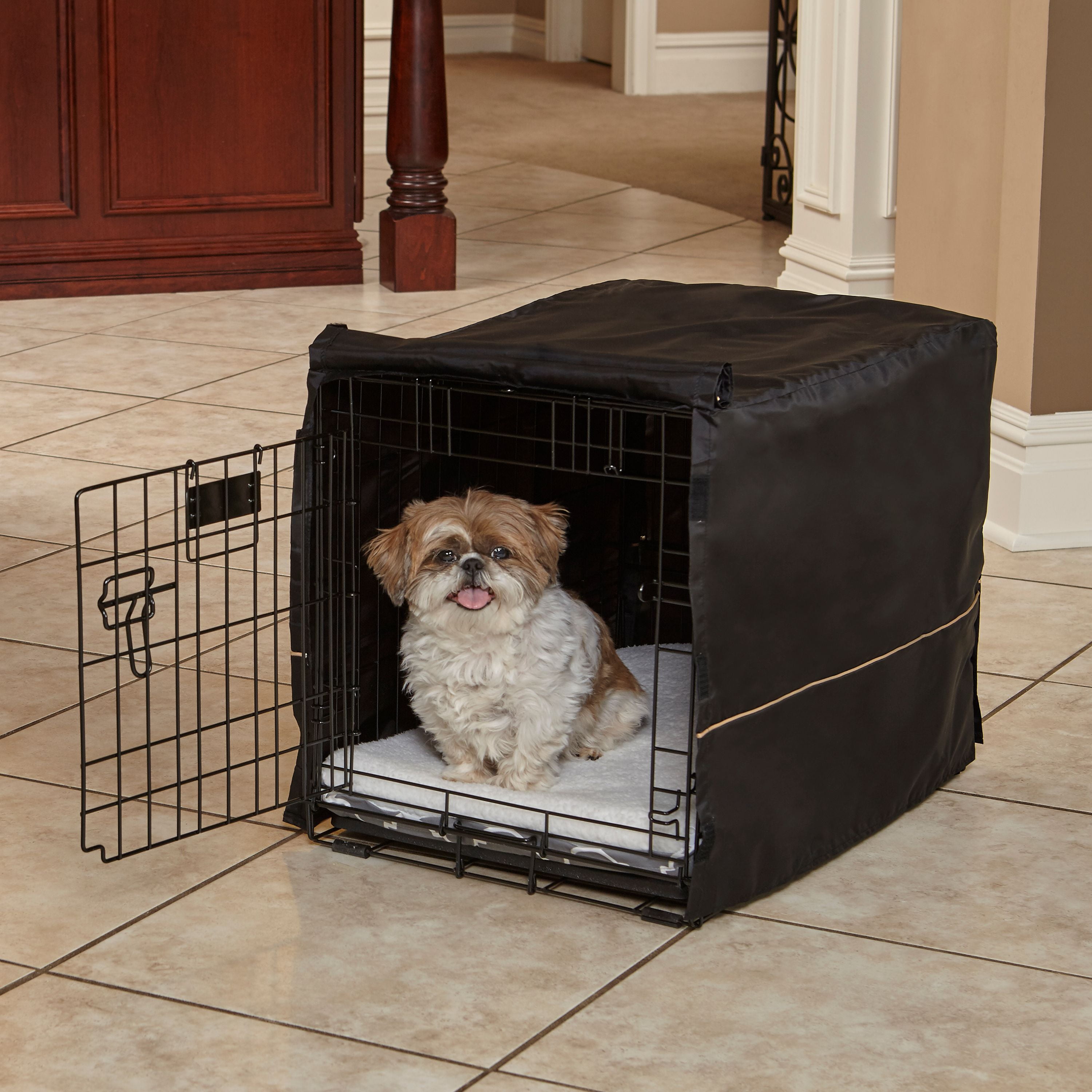 I Finally Found a Crate Cover That Makes My Dog Walk In Willingly cover photo collage