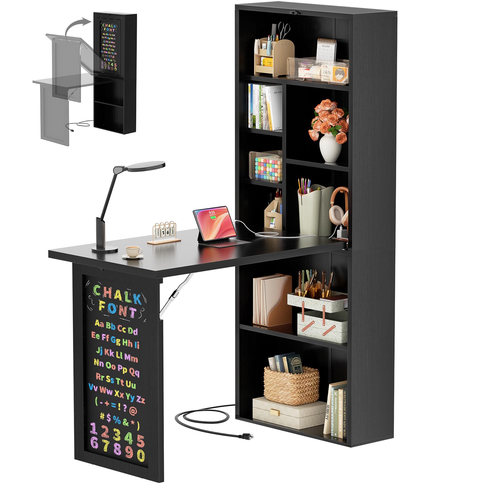 I Finally Found a Fold Down Wall Desk That Disappears When I'm Done cover photo collage