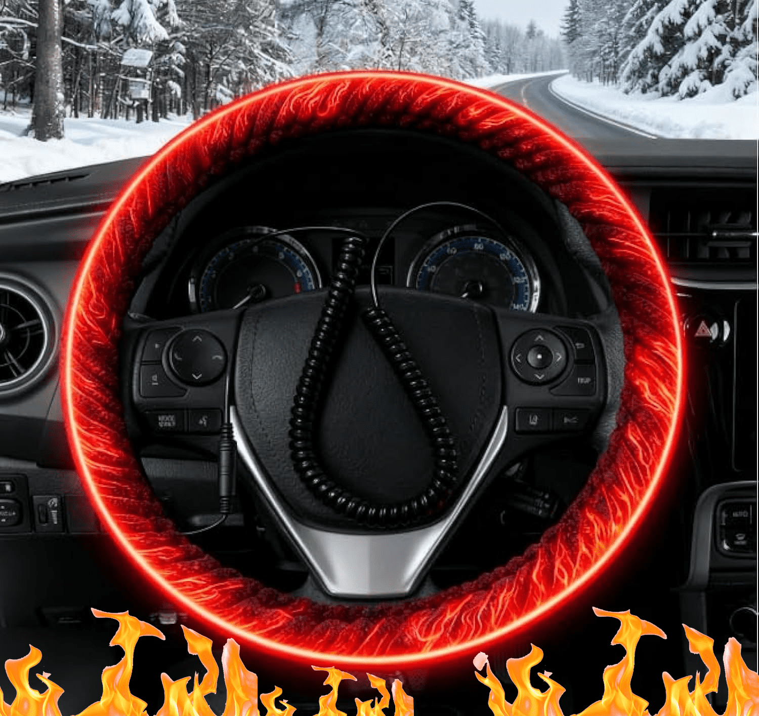 I Finally Found Steering Wheel Covers That Grip When My Hands Freeze in Winter cover photo collage